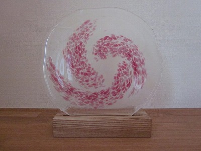 琉球飾りガラス(クリアガラスにピンク模様）