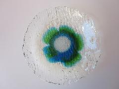 琉球ガラス皿「潮騒でこぼこ皿(L)」緑/水