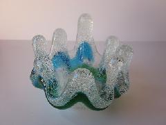 琉球ガラス小物「新泡シャコ貝」緑/水