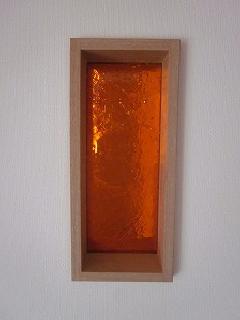 縦長板ガラスブロック　オレンジ　30cm×15cm