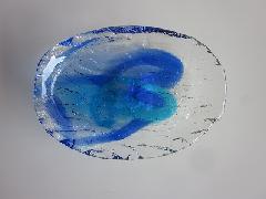 琉球ガラス皿「ゴーヤ皿（S）」青/水