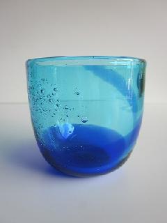 琉球グラス「泡盛ロックグラス」青/水