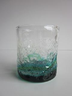 琉球グラス「潮騒でこぼこグラス」水/緑