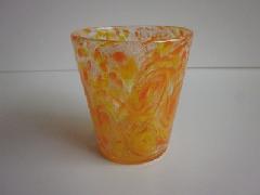 琉球グラス「うず模様グラス（マンゴー）」オレンジ/黄