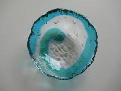 琉球ガラス皿「ゴーヤ鉢」緑/水