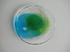 新商品!!琉球ガラス皿「南国皿（S）」緑/水