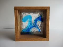 板ガラスブロック　マーブル（水×青）　15cm