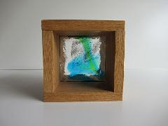 板ガラスブロック　マーブル（水×緑）　10cm