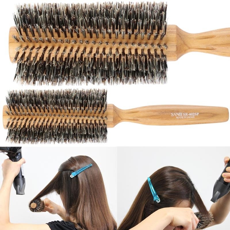 やわらかい豚毛 スパイラル ロールブラシ 日本製 サンビー SR-402SP 直径53mm 20行 SANBI  ブロー/美容師/スタイリスト/ヘアアレンジ/前髪/伸ばし/美容院｜お酒通販市場