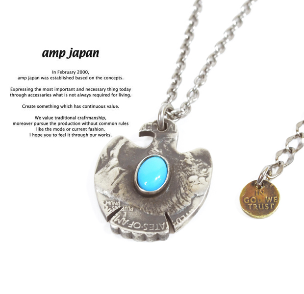 amp japan 13aa-108 thunderbird native american coin necklace -turquoise-