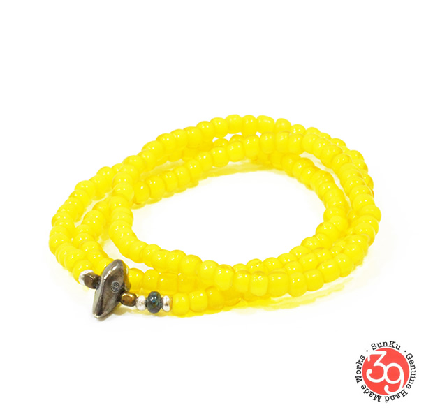 Sunku LTD-006 White Heart Beads Necklace & Bracelet Yellow