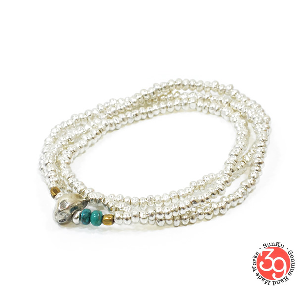 Sunku SK-006 Silver Beads Necklace & Bracelet