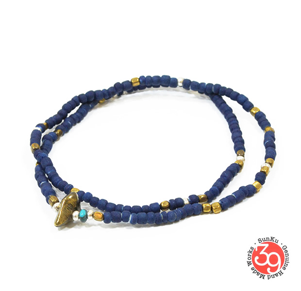 Sunku SK-025 Indigo Dye Beads Anklet & Necklace