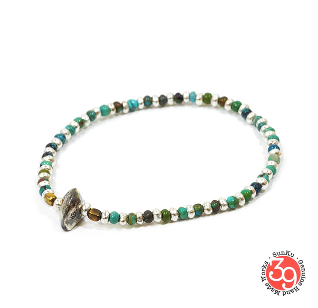 Sunku SK-039 Turquise & Silver Beads Bracelet
