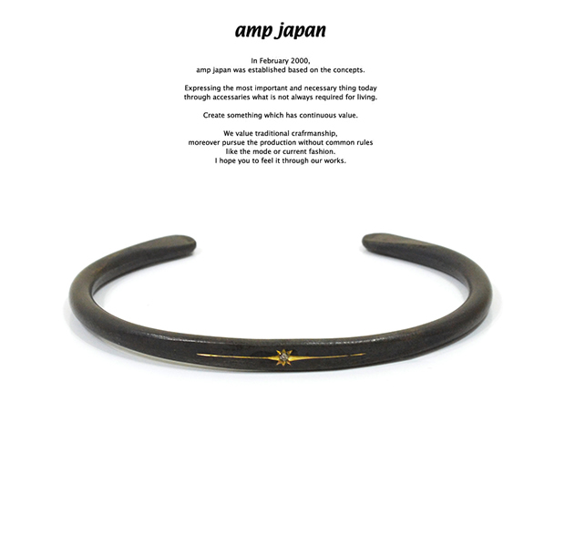 amp japan 16AO-320 Black Brass bangle With Diamond