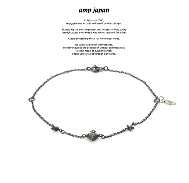 amp japan 16AC-412 Narrow Black Chain Bracelet & Anklet -Coeur Sacr&eacute;-