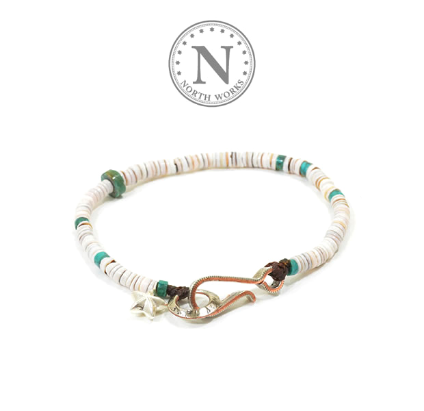 NORTH WORKS D-618 Shell & TQ Heishi Bracelet