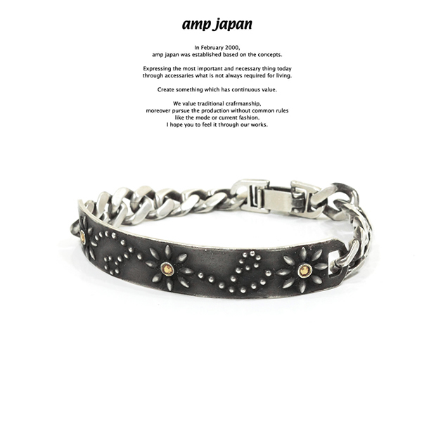 amp japan 16AO-466 Flower Studs ID Plate Bracelet