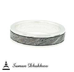 Suman Dhakhwa　VR-040 Brass MOKUME Silver Borders Ring