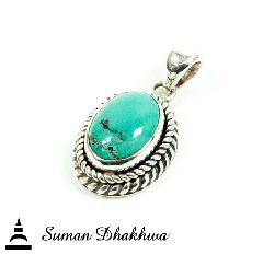 Suman Dhakhwa SD-P137TRQ " Valhalla Collection " Twisted Turquois Pendant