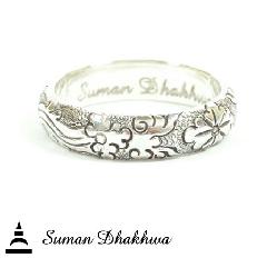 Suman Dhakhwa SD-R117 " Valhalla Collection " Wide Round Flower Carving Ring