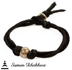 Suman Dhakhwa SD-B70 MOKUME Ball Leather Bracelet