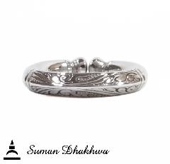 Suman Dhakhwa SD-R124 " Valhalla Collection " Square Leaf Carving Ring