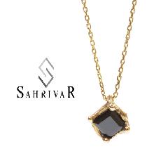 SAHRIVAR@sn58s14s/BLACK Square Stone Necklace