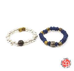 Sunku SK-031 Indigo & Silver Beads Ring