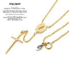 amp japan 14ah-142 rosary necklace-gold-