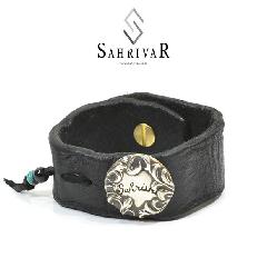 SAHRIVAR x BURNOUT SP-B001W DOG TAG LEATHER BANGLE