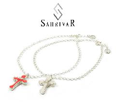 SAHRIVAR@SX01S15S Enameled Cross Anklet