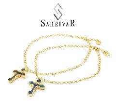 SAHRIVAR@SX03B15S Enameled Cross Anklet