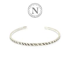 NORTH WORKS W-045 900Silver Square Narrow Cuff Bracelet