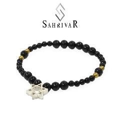 SAHRIVAR@SB62S17S Silver Hexagram  Bracelet/Onyx