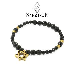 SAHRIVAR@SB63B17S Brass Hexagram  Bracelet/Onyx