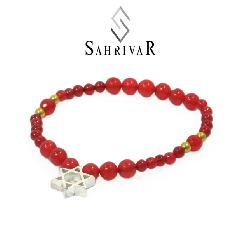 SAHRIVAR@SB64S17S Silver Hexagram Bracelet/Red Agate