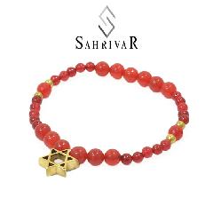 SAHRIVAR@SB65B17S Brass Hexagram Bracelet/Red Agate 