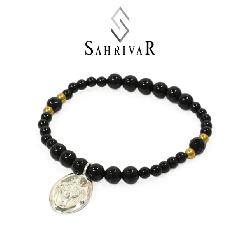 SAHRIVAR@SB58S17S Silver Maria Beads Bracelet/Onyx