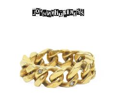 JOHNNY BUSINESS JR08M17S Gold Chain Ring with DIA