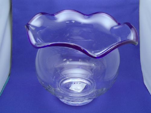 ガラス製金魚鉢（Ｍ・ｈ１９ｃｍ・青）ＦＲ６７５