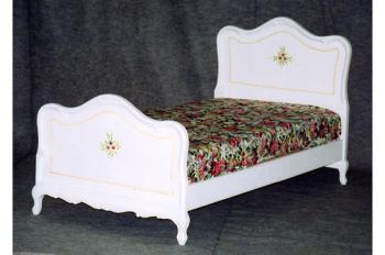 処分特価　かわいい　姫家具　ロココ調　白家具　輸入ベッド　シングルベッド（マット付き）BE-172S　　