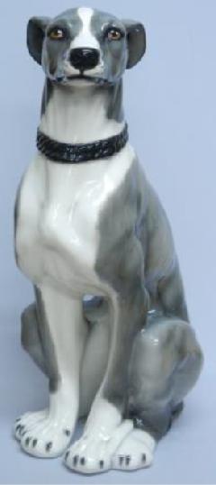 犬の置物　グレーハウンド　陶器　イタリア製　インテリア　ガーデン　置物　オブジェ-74GR    