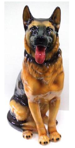 犬の置物　シェパード　陶器　イタリア製　インテリア　ガーデン　置物　オブジェ-100    