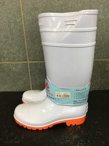 耐油長靴ロングタイプ　   （ホワイト/オレンジ）中国製