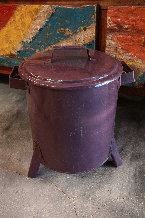 ドラム缶ゴミ箱/ダストボックス紫（ミニ）