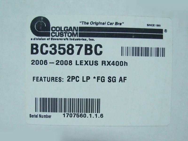 LEXUS RX400h COLGAN CUSTOM Original Bra（BK）