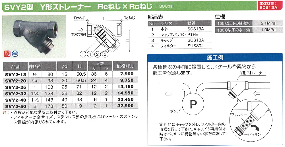 ブランド品 オンダ製作所 Y形ストレーナー SVY型 Rcねじ×Rcねじ 呼び径A 40 B