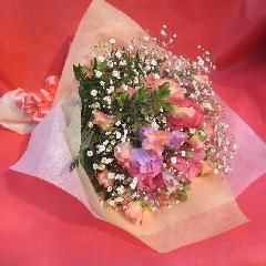 ピンクバラとスイトピーの花束