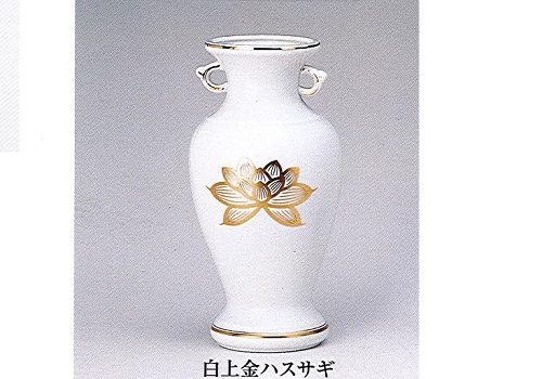 ◇花瓶・サギ型花立　白上金ハスサギ　8.0寸